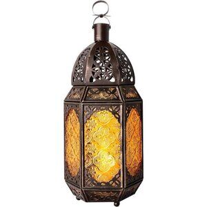 Metal Glass Ramadan Candle Lantern, Moroccan Style Portable Candle Holder